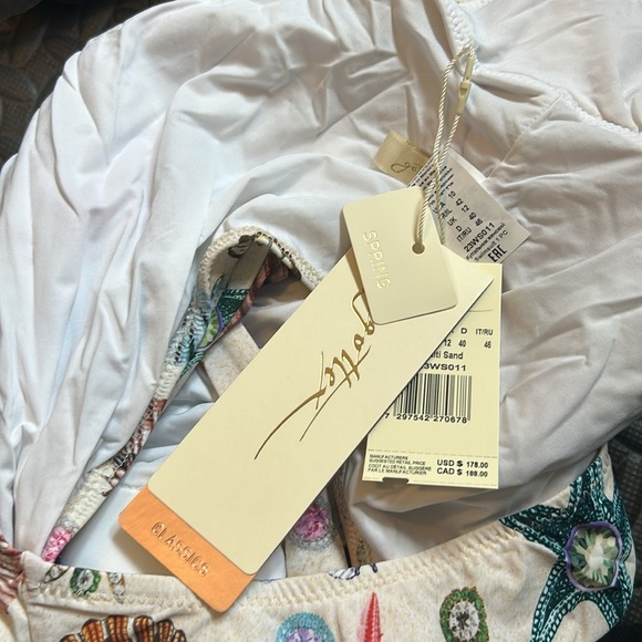 GOTTEX WHITE SANDS SAND DEEP V PLUNGE ONE PIECE SWIMSUIT Size 10 - Picture 15 of 16